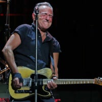 Bruce Springsteen takes a guitar solo at TD Garden in Boston, March 20, 2023.