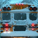 A snowy school bus