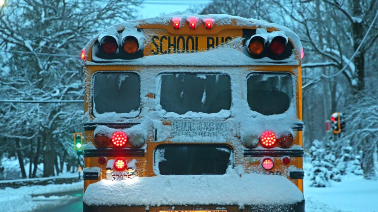 A snowy school bus