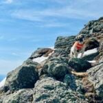 Woof, a 9-year-old pug, on a hike in the New Hampshire mountains.