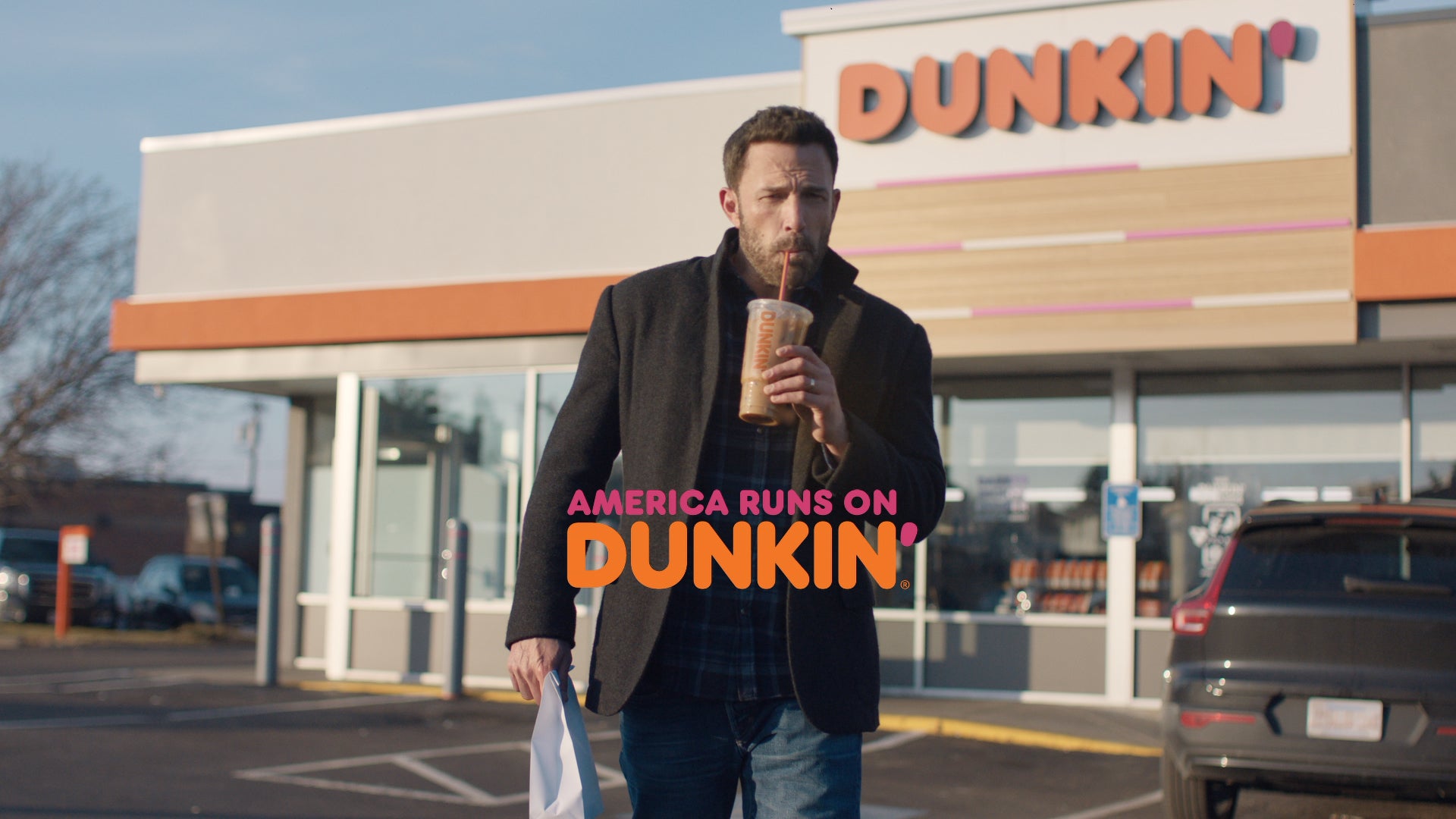 Ben Affleck in a Dunkin' Donuts commercial released April 3.