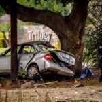The scene of the crash in Temescal Valley, south of Corona, California, in 2020.