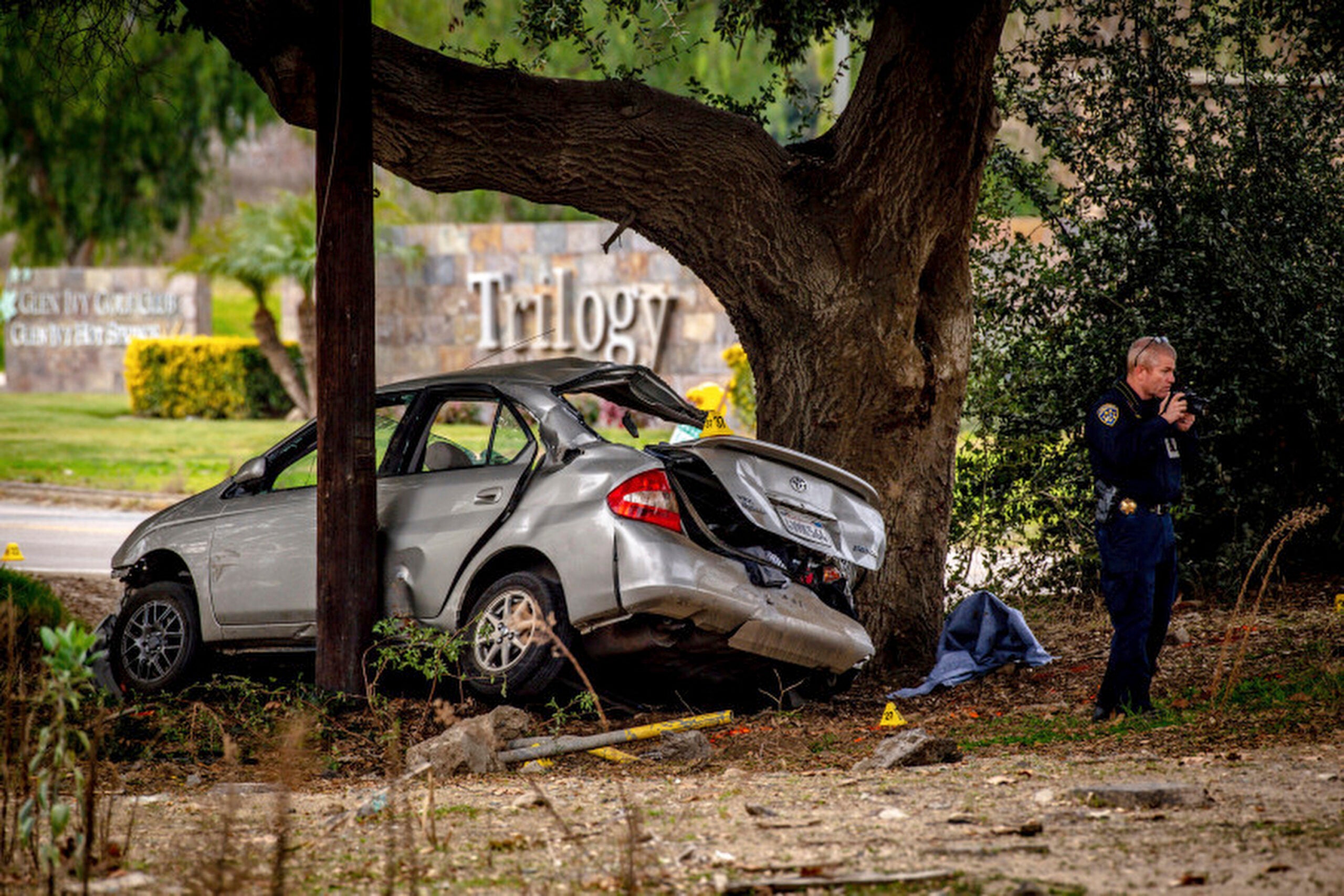 The scene of the crash in Temescal Valley, south of Corona, California, in 2020.