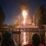 The fire during the “Fantasmic" show in the Tom Sawyer Island section of Disneyland.