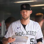Colorado Rockies relief pitcher Daniel Bard (52) in the 10th inning of a baseball game Sunday, July 18, 2021, in Denver. The Rockies won 6-5.