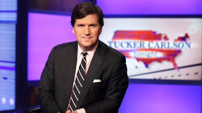 Tucker Carlson, host of "Tucker Carlson Tonight," poses for a photo in a Fox News Channel studio on March 2, 2017, in New York.