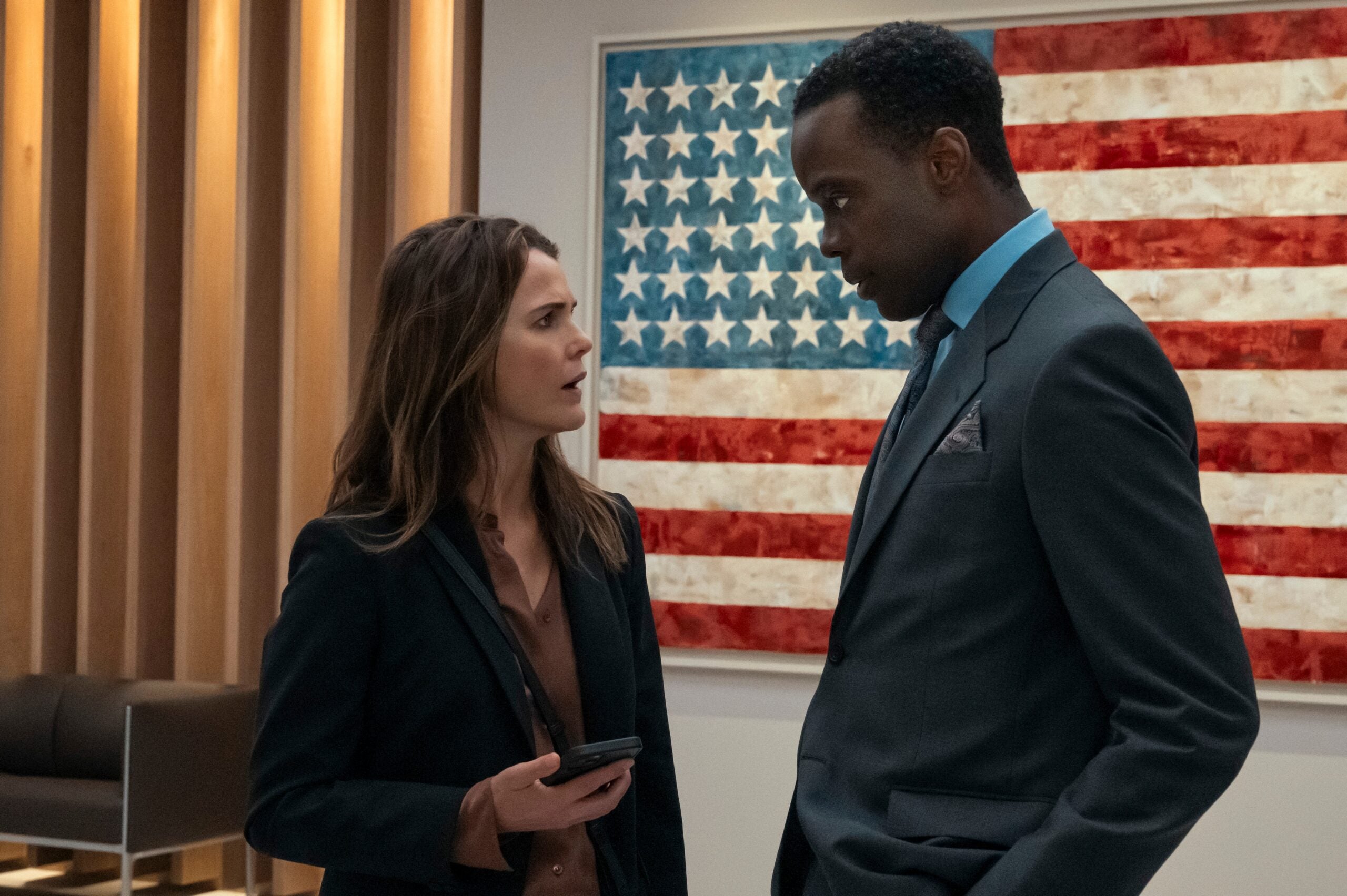 Keri Russell and Ato Essandoh in "The Diplomat."