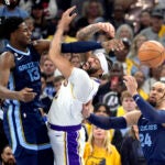 Jaren Jackson Jr. blocking Anthony Davis.