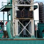 The pitch clock in center field at Fenway Park during the first inning of a baseball game between the Boston Red Sox and the Baltimore Orioles, Saturday, April 1, 2023, in Boston.