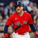 Boston Red Sox's Alex Verdugo plays against the Baltimore Orioles during the eighth inning of a baseball game, Saturday, April 1, 2023, in Boston.