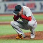 Red Sox pitcher Zack Kelly injured his elbow Wednesday night against the Rays.