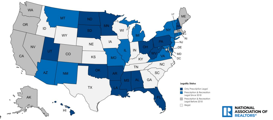 Breakdown of states' marijuana legalization.