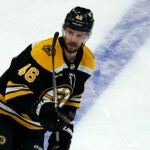 Boston Bruins center David Krejci (46) during an NHL hockey game, Tuesday, March 21, 2023, in Boston.