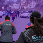 The B-Side. Dana Farber charity runners training for the Boston Marathon with a purple tint.