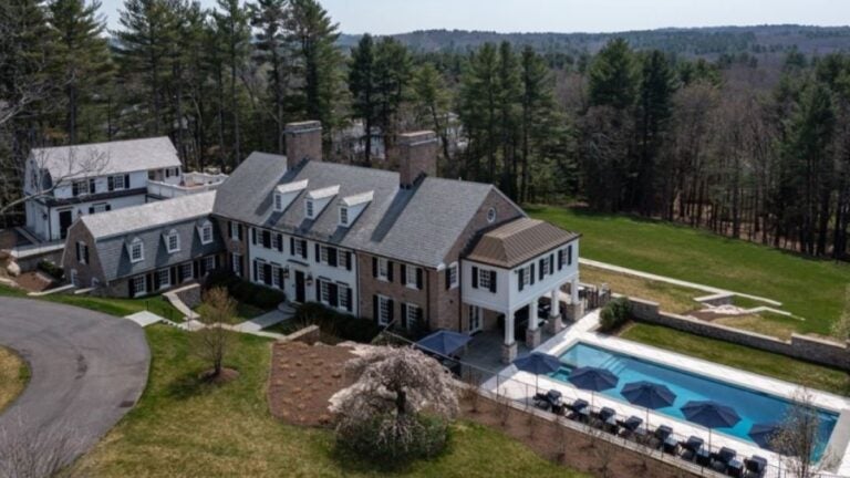 10,909-square-foot Needham mansion with outdoor swimming pool on 4.88-acre lot.