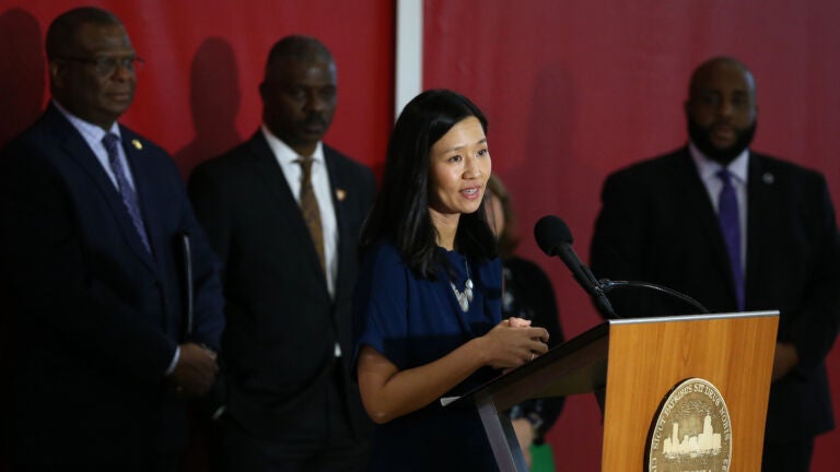 Mayor Michelle Wu speaks at an April 4 press conference.