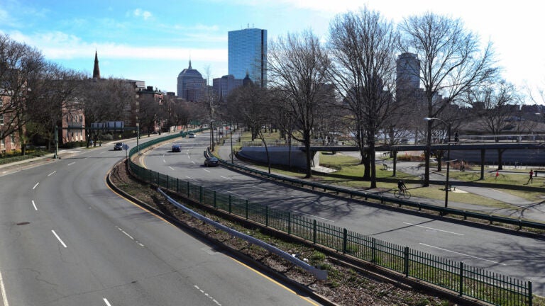 A view of a nearly empty Storrow Drive