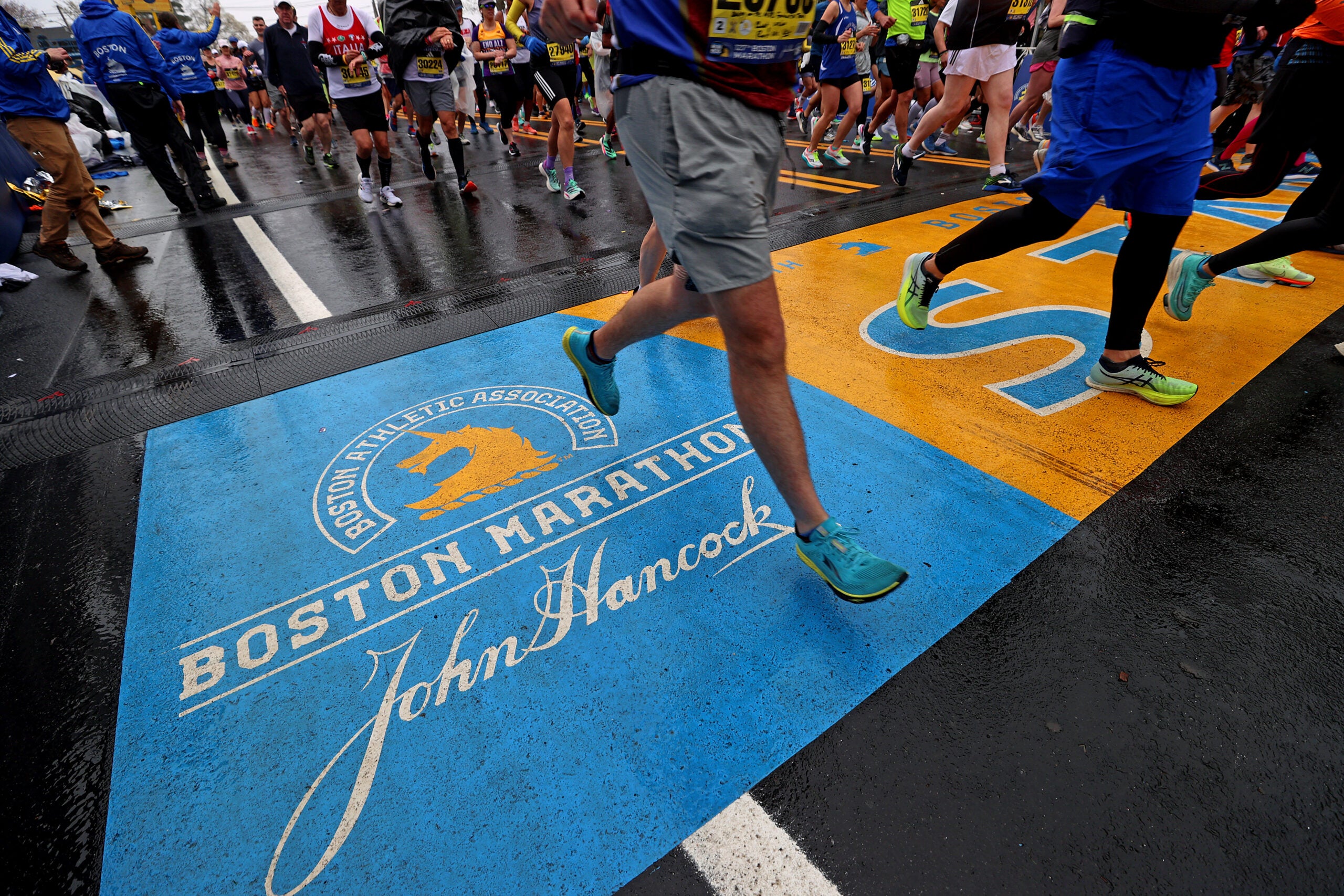 Runners start the 127th Boston Marathon on Monday.