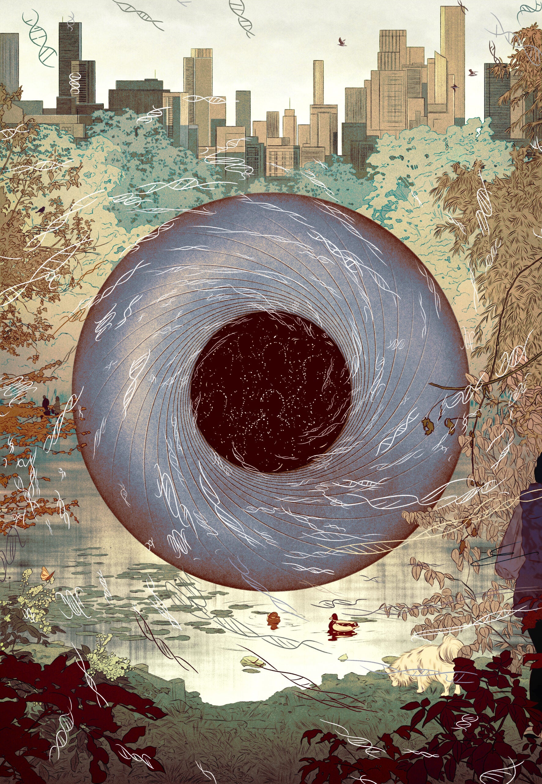 An illustration featuring a giant eye