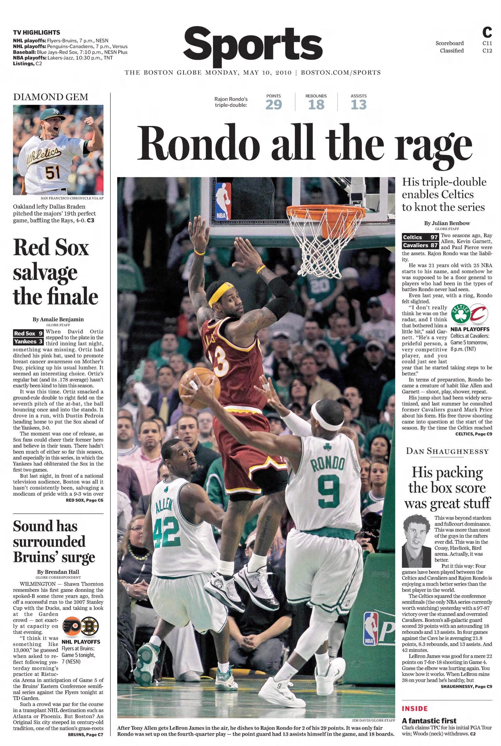 Rajon Rondo 2010 Celtics Cavs Boston Globe