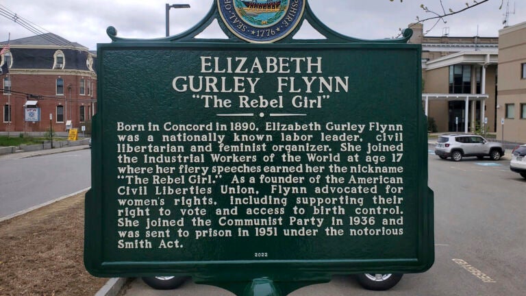 A marker honoring Elizabeth Gurley Flynn in her birthplace of Concord, New Hampshire, was removed after some lawmakers raised objections to her politics.