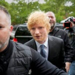 Recording artist Ed Sheeran arrives to New York Federal Court as proceedings continue in his copyright infringement trial, Thursday, May 4, 2023, in New York.