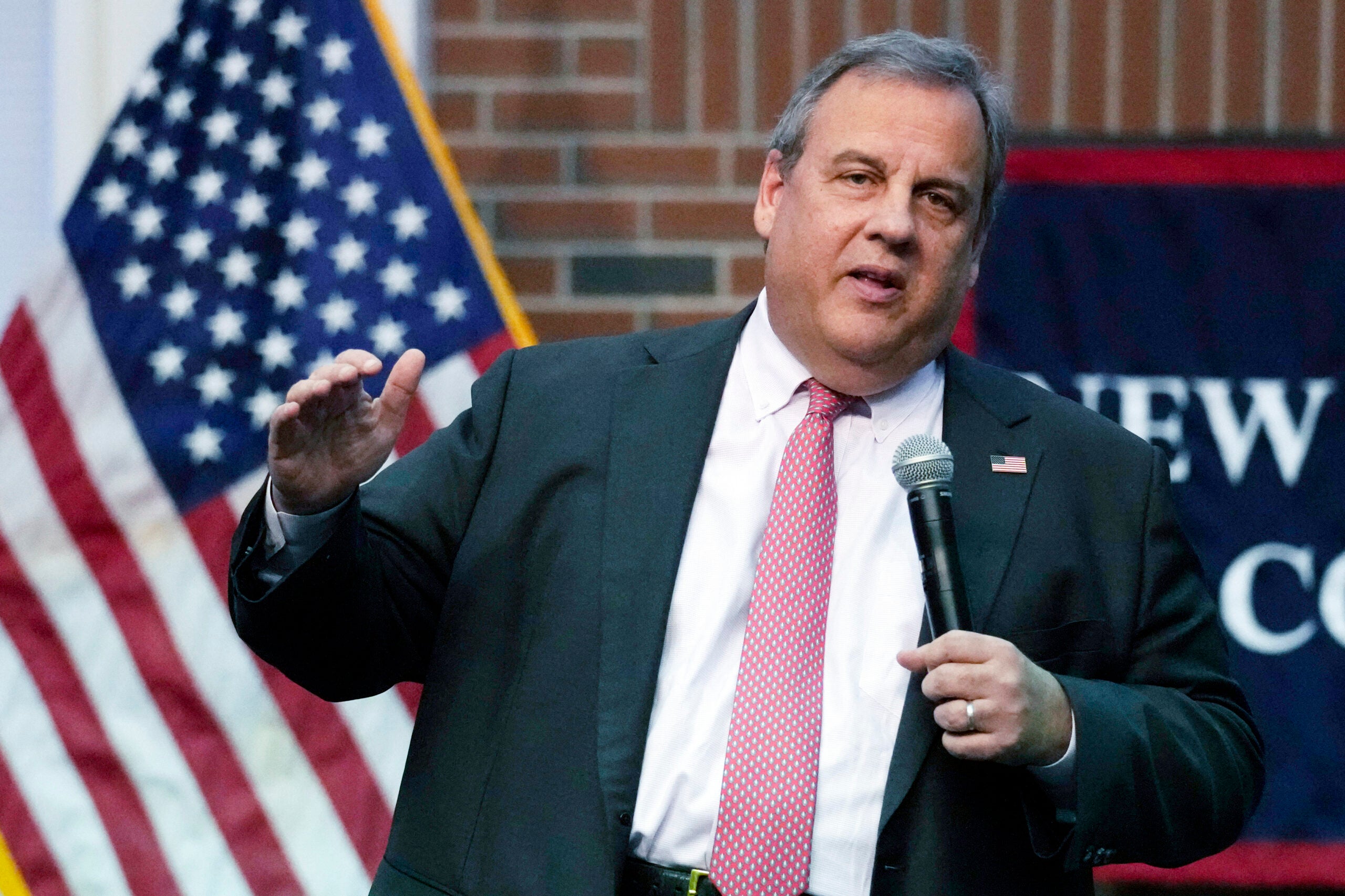 FILE - Former New Jersey Gov. Chris Christie addresses a gathering during a town hall style meeting at New England College, April 20, 2023, in Henniker, N.H.