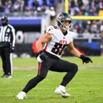 Atlanta Falcons tight end Anthony Firkser (86) in action during the second half of an NFL football game against the Baltimore Ravens, Saturday, Dec. 24, 2022, in Baltimore.