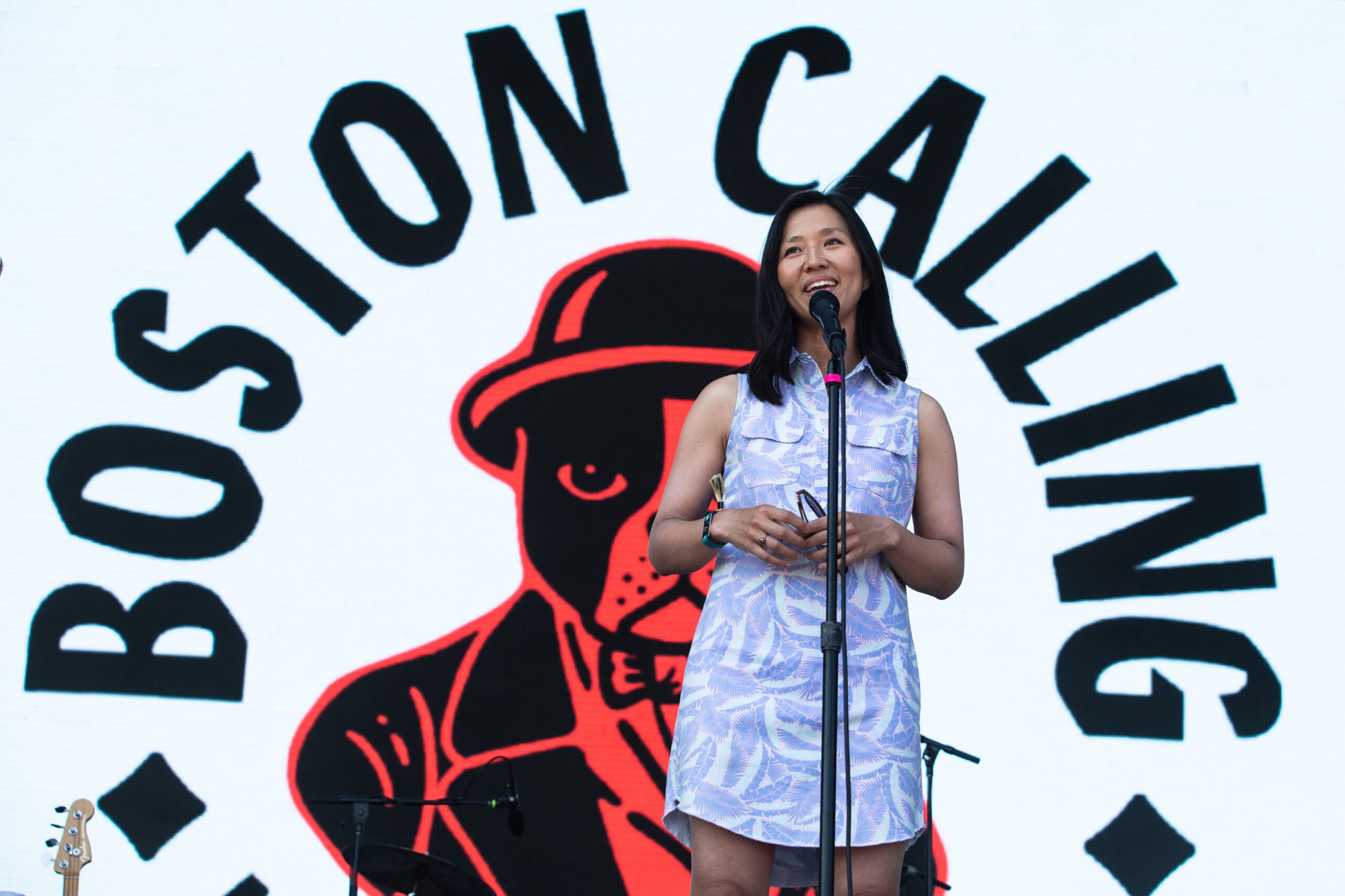 Boston Mayor Michelle Wu introduces The Linda Lindas at Boston Calling 2023.