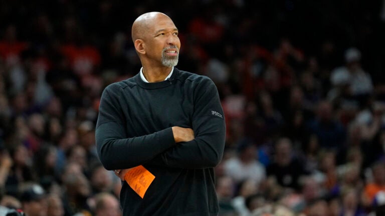 Phoenix Suns head coach Monty Williams watches during the first half of Game 6 of an NBA basketball Western Conference semifinal game.