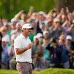 Brooks Koepka celebrates after winning the PGA Championship golf tournament.