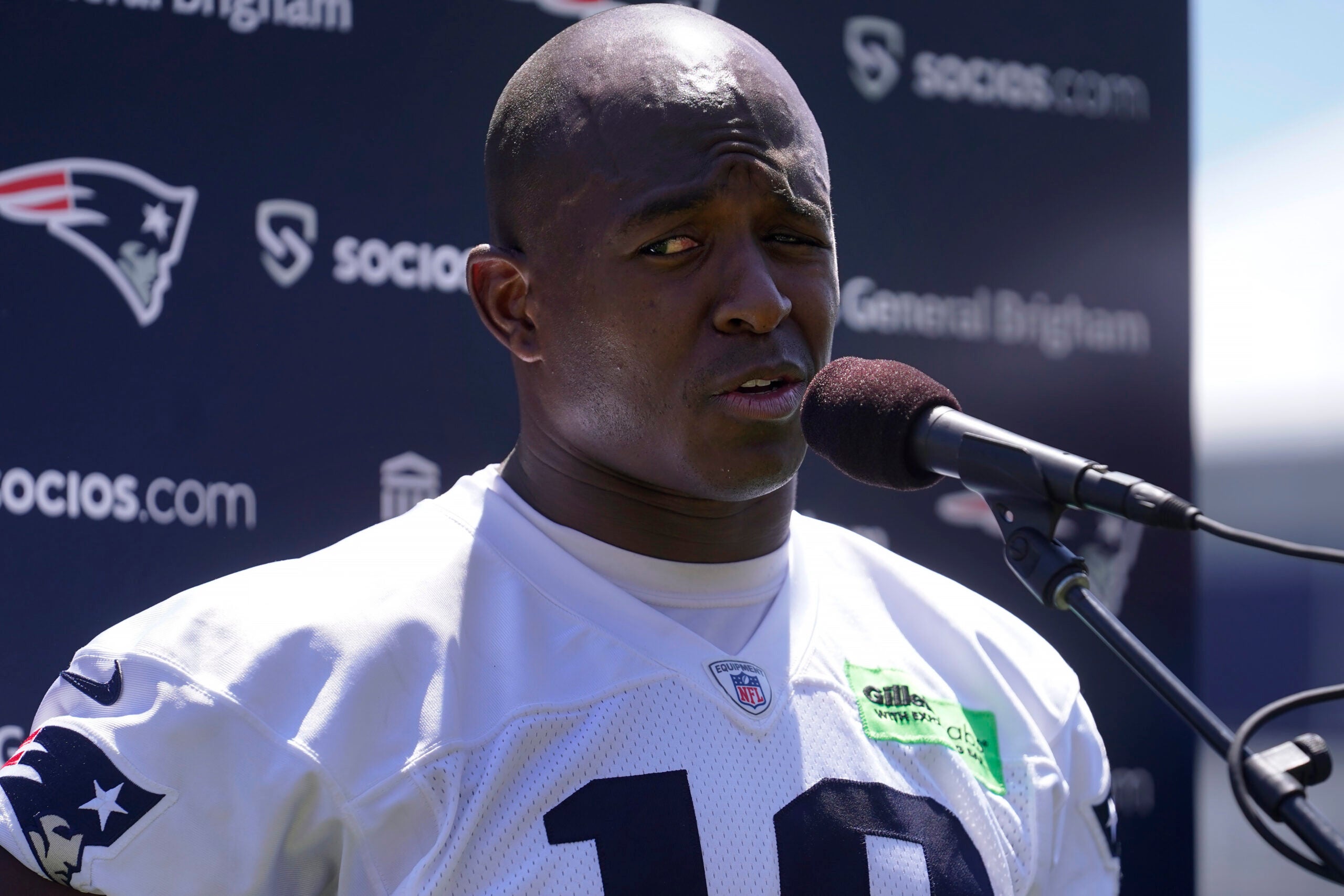 New England Patriots wide receiver Matthew Slater speaks with reporters following an NFL football offseason workout, Wednesday, May 31, 2023, in Foxborough, Mass.