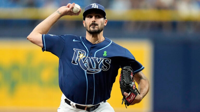 Rays pitcher Zach Eflin playing against the Pirates.
