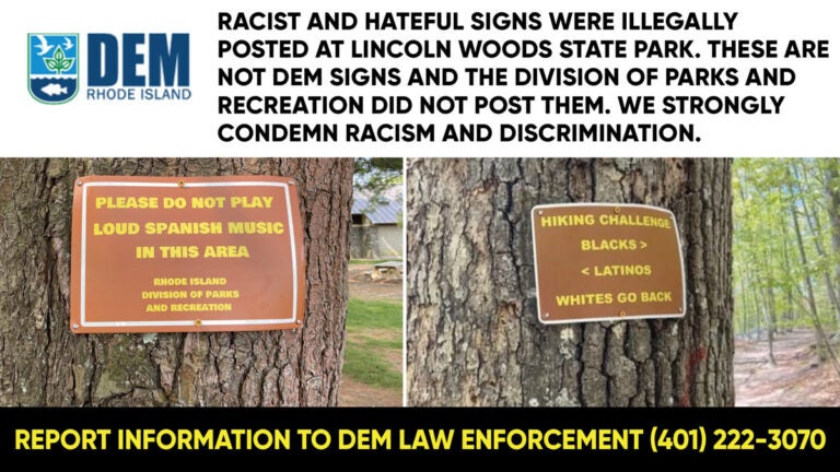 Racist signs in Rhode Island park