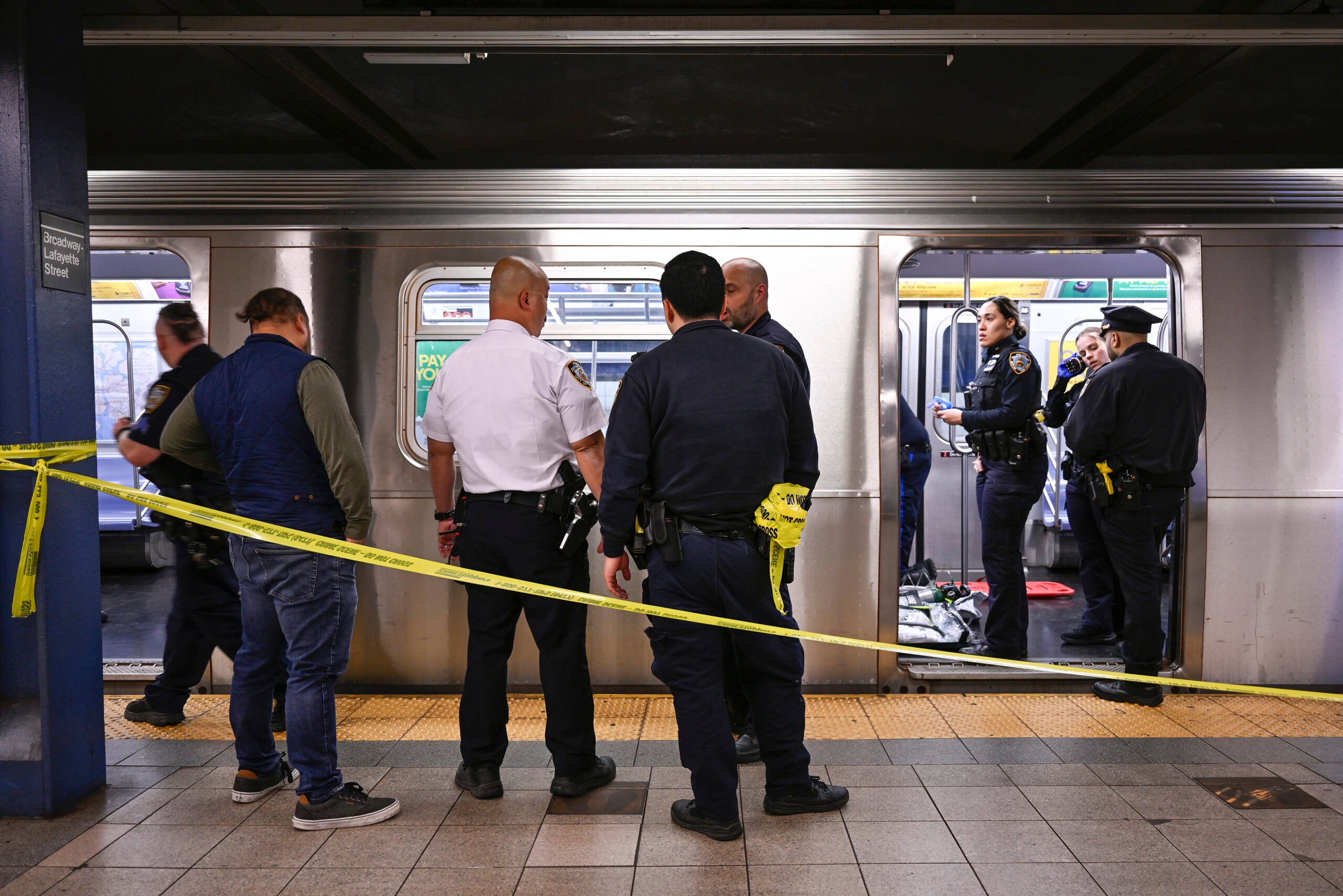 New York police officers respond to the scene.