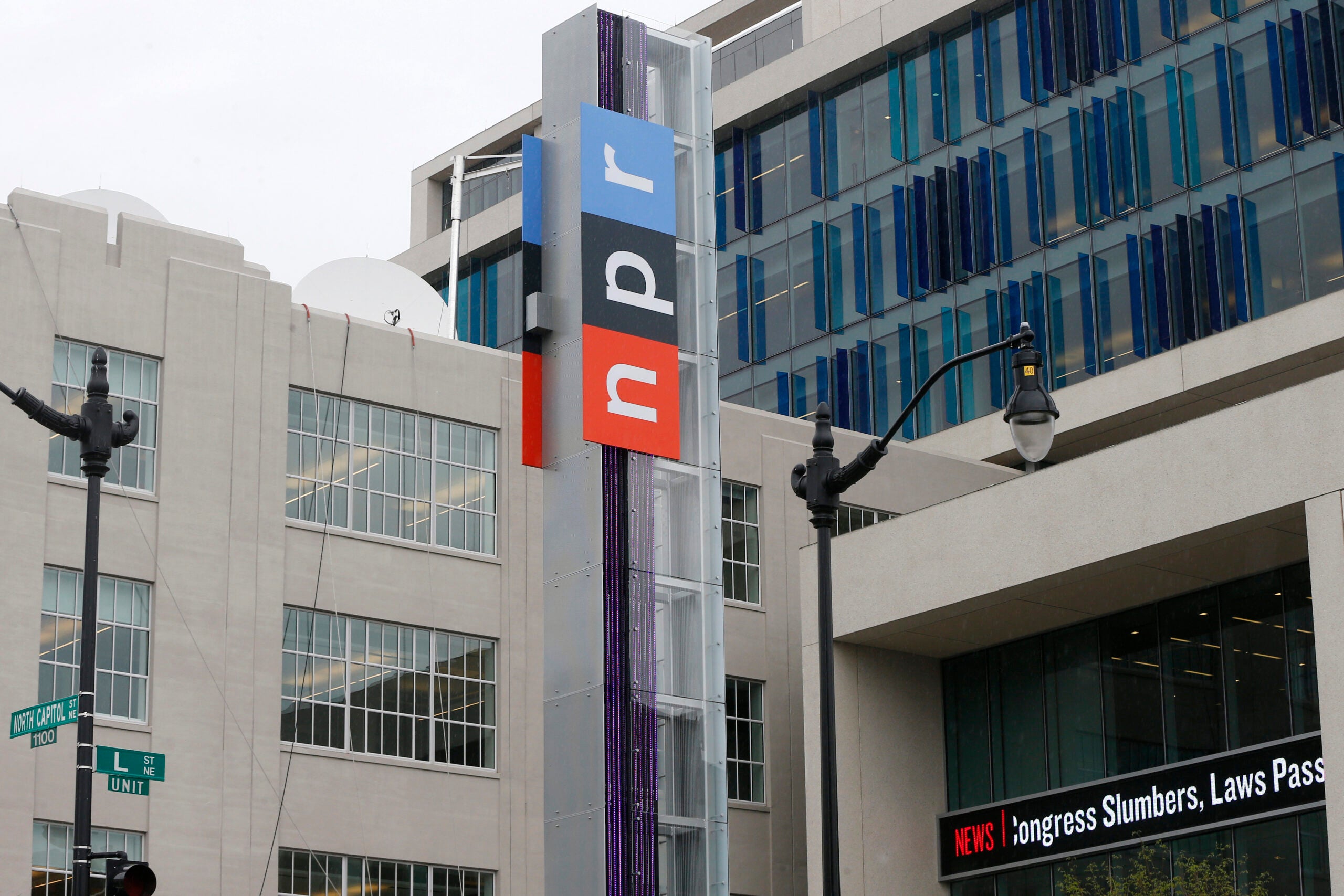 The headquarters for National Public Radio (NPR) stands on North Capitol Street on April 15, 2013, in Washington.