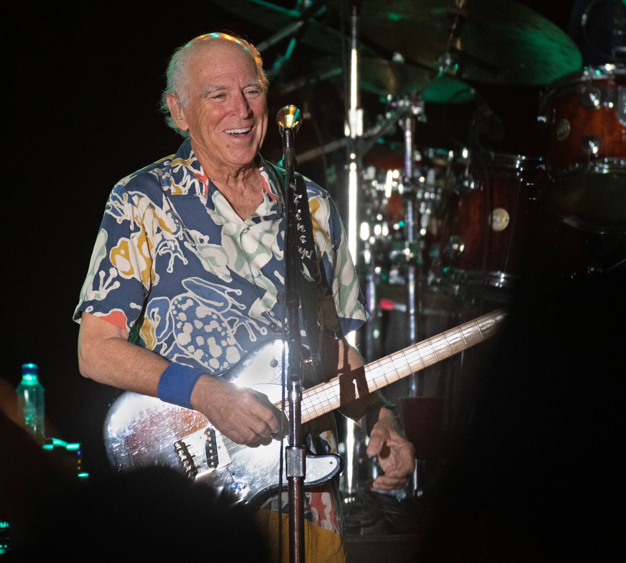 In this Feb. 9, 2023, photo, singer-songwriter Jimmy Buffett performs during a concert in Key West, Florida.