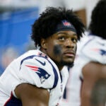 New England Patriots wide receiver N'Keal Harry during the first half of a preseason NFL football game against the Detroit Lions.