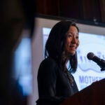 Boston Mayor Michelle Wu speaks at the Hampshire Center in Boston, on March 29, 2023.