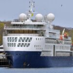 The Vantage Travel cruise ship Ocean Explorer docked at the Gloucester Cruiseport on April 27, 2023.