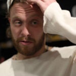 Boston Bruins right wing David Pastrnak speaks with the media during the end of season player availability inside the Bruins locker room at Warrior Ice Arena.