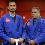 Celtics head coach Joe Mazzulla stands next to his jiu-jitsu instructor Alex Costa.