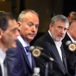 The Boston Bruins GM Don Sweeney, CEO Charlie Jacobs, President Cam Neely and coach Jim Montgomery held an end of season press conference at TD Garden.