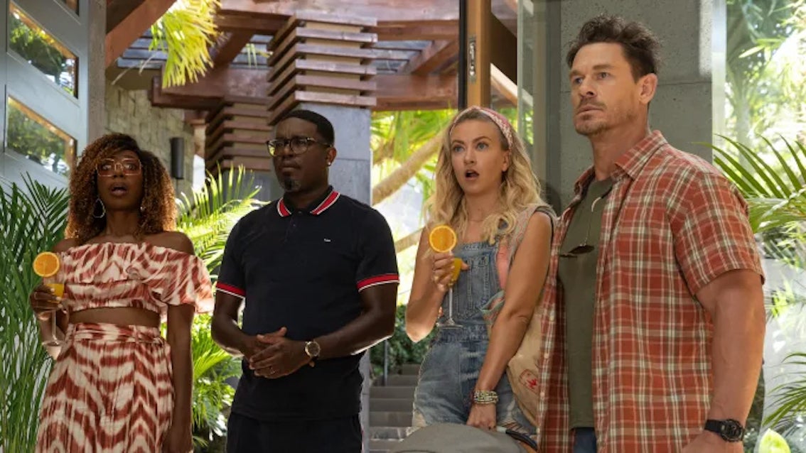 Yvonne Orji, Lil Rel Howery, Meredith Hagner, and John Cena in "Vacation Friends 2."