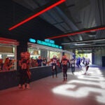 A rendering of the tunnel view of the Celebration Beer Hall at Gillette Stadium.