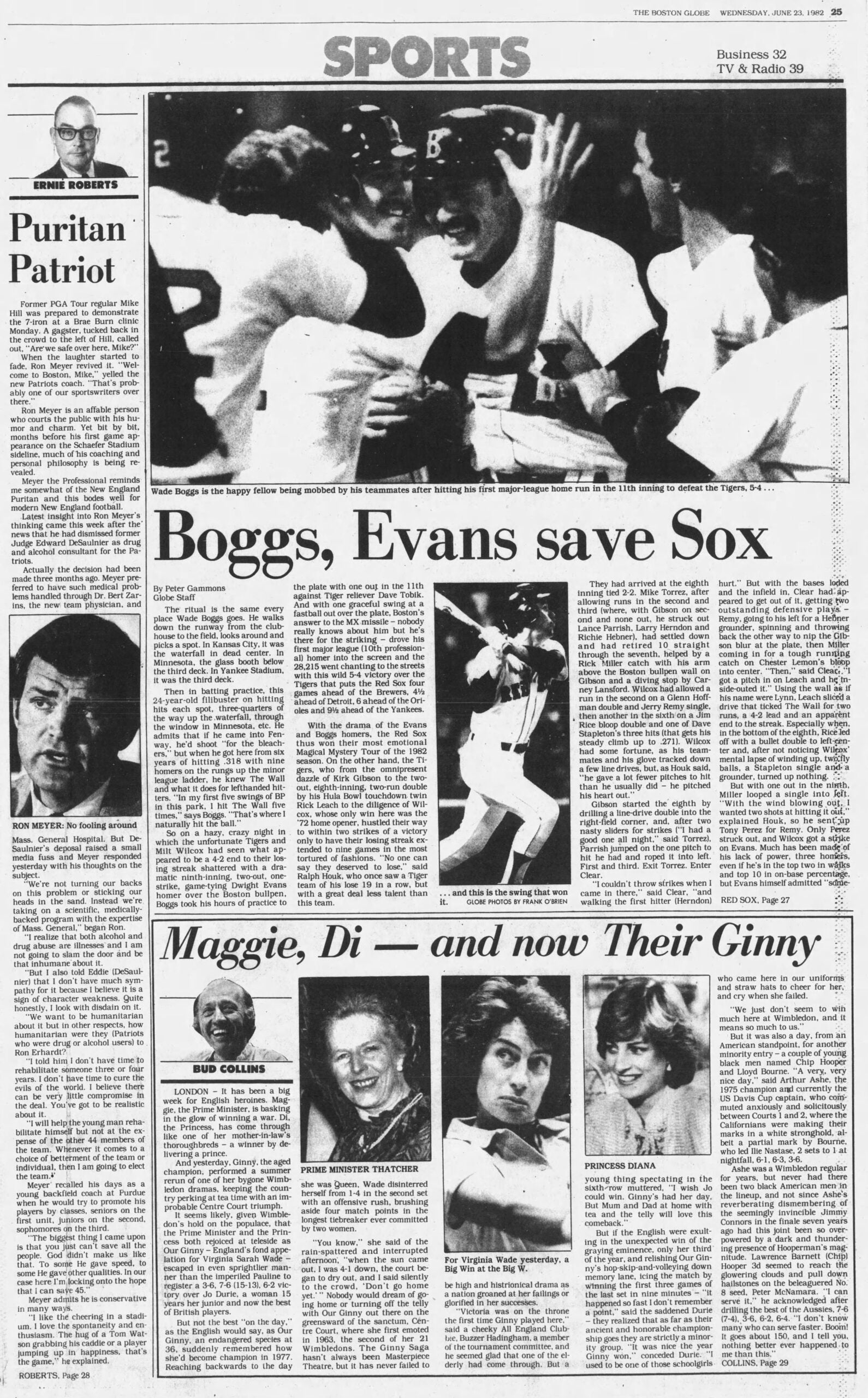 1982 Boston Globe Wade Boggs Red Sox