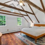 9-rams-tail-foster-ri-bedroom antique cape in rhode island with red siding and no shutters