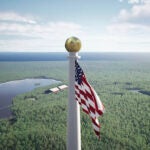 A rendering of a proposed world's tallest flagpole in Maine.