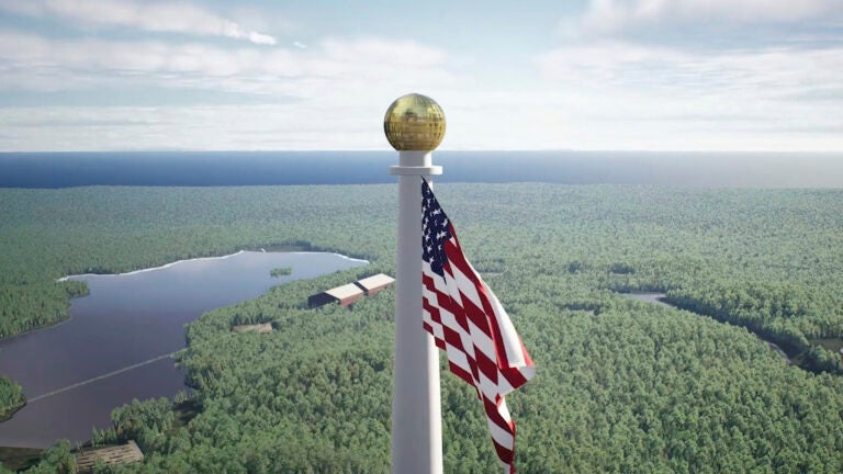 A rendering of a proposed world's tallest flagpole in Maine.