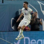 Christian Pulisic of the United States celebrates after scoring against Mexico.
